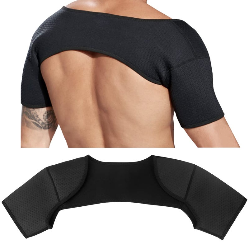 FERCAISH Double Shoulder Brace Breathable Sports Protective Gear for Chronic Tendinitis Pain Relief Shoulder Strap Brace for Sleeping Outdoor Lifting Sports Size L